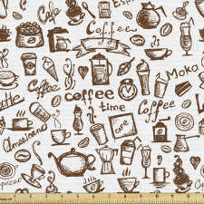 Kafe Parça Kumaş Eskitilmiş Çizgilerle Yapılan Kahve Çeşitleri