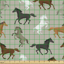Hayvanlar Parça Kumaş Sade Fon Pastel Boyayla Yapılmış Atlar