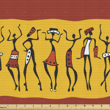 Folk Parça Kumaş Yatay Renkli Şerit Üzerinde Dans Eden Kadınlar
