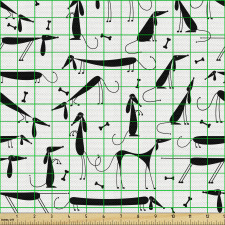 Hayvanlar Parça Kumaş Minimal Çizgilerle Çizilen Soyut Köpekler