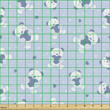 Hayvan Parça Kumaş Elinde Kalp Tutan Sevimli Peluş Ayı Örüntüsü