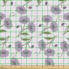 Bitki Parça Kumaş Puantiye Arka Planda Lila Çiçek Figürlü Afiş