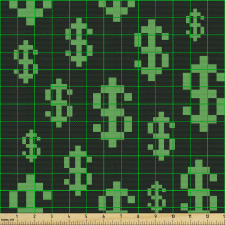 Finans Parça Kumaş Siyah Zeminde İrili Ufaklı Dolar Sembolleri
