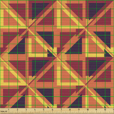 Geometrik Parça Kumaş Çapraz Çizgiler ve Karelerden Görsel