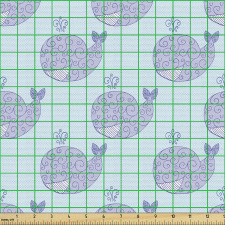 Hayvan Parça Kumaş Spiral Formlarla Döşeli Balina Çizimleri
