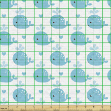 Hayvan Parça Kumaş Tekrarlı Küçük Sevimli Balina Çizimleri