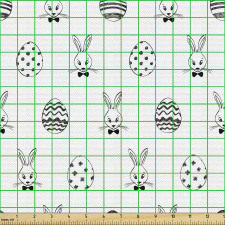 Paskalya Parça Kumaş Monokrom Tavşanlar ve Desenli Yumurtalar