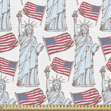 Amerika Parça Kumaş Özgürlük Heykeli ve ABD Bayrağı Örüntüsü