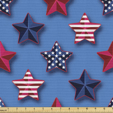 Amerika Parça Kumaş ABD Bayrağı Desenlerinde Yıldız Çizimleri