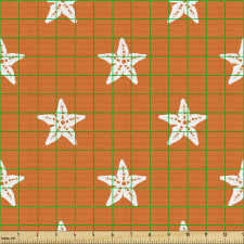 Grafik Parça Kumaş Parlak Zeminde Soyut Denizyıldızı Çizimleri