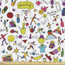 Eğlence Parça Kumaş Bowling Oynayan İnsan İllüstrasyonları