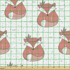 Grafik Parça Kumaş Noktalı Zeminde Soyut Tilki İllüstrasyonları