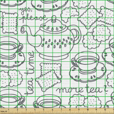 Çay Parça Kumaş Tekrarlı Fincan Çaydanlık ve Kurabiye Çalışması