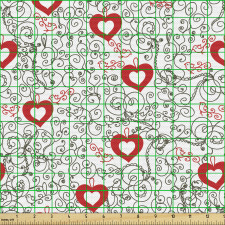 Romantik Parça Kumaş Motifli Arka Plan Üzerinde Kalp Sembolleri