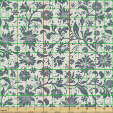 Bitkisel Parça Kumaş Dallar Üzerinde Çiçek ve Yaprak Çizimleri