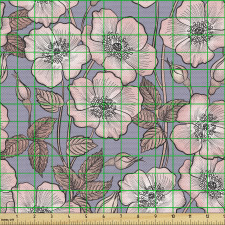 Bitkisel Parça Kumaş Pastel Tonlarda Tekrarlı Karanfil Örüntüsü