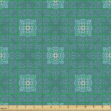 Soyut Parça Kumaş Turkuaz Arka Planda Abstre Geometrik Motifler