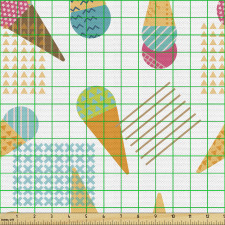 Tatlı Parça Kumaş Geometrik Şekiller ve Dondurma Çizimleri