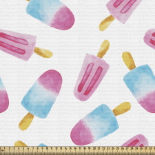 Tatlı Parça Kumaş Çubukta Buzlu Pembe Renkli Dondurma Çizimleri