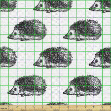 Canlı Parça Kumaş El Çizimi Kara Kalem Dikenli Hayvan Temalı