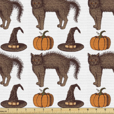Hayvan Parça Kumaş Balkabağı ve Ürkmüş Kedi Desenli Poster