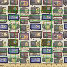 Medya Parça Kumaş Eski Model Radyolar Çizimli Duvar Kağıdı