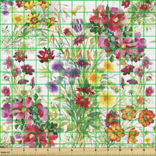 Bitki Parça Kumaş Sulu Boya İle Yapılmış Güzel Bahar Çiçekleri