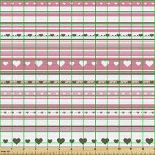 Geometrik Parça Kumaş Yatay Şerit Üzerine Kalp Nokta Figürleri