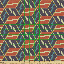 Geometrik Parça Kumaş Eşkenar Dörtgen İçindeki Zik Zak Çizgiler