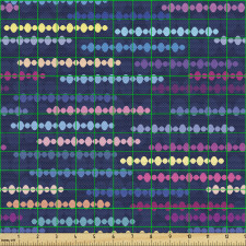 Geometrik Parça Kumaş Lacivert Zemin Üzerine Rengarenk Noktalar