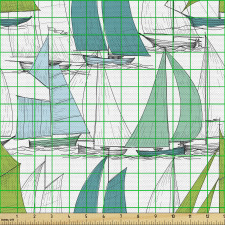 Tekne Parça Kumaş Karikatür Yelkenli Çizimli Duvar Kağıdı 