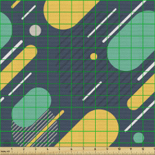 Retro Parça Kumaş Çapraz Çizgiler Şekilde Soyut Şekiller Model