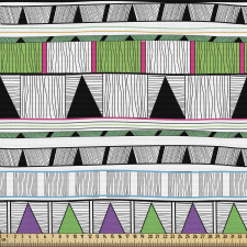 Geometrik Parça Kumaş Çizgili ve Kareli Tribal Desenli Poster