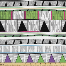 Geometrik Parça Kumaş Çizgili ve Kareli Tribal Desenli Poster