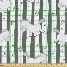 Hayvan Parça Kumaş Çizgili ve Yıldızlı Arka Planda İnekli Afiş