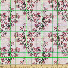 Bitki Parça Kumaş Minik Dallarda Pembemsi Çiçekli Duvar Kağıdı
