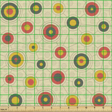 Geometrik Parça Kumaş Dairesel Halkalı Noktalı Duvar Kağıdı