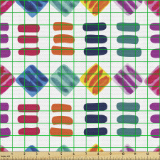 Rengarenk Parça Kumaş Soyut Tarzda Çizili Kare Şekiller Model