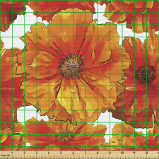 Çiçek Parça Kumaş Farklı Renk ve Düzlemlerde Bitki Çizimleri