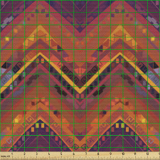 Soyut Parça Kumaş Motifler ile Bezenmiş Canlı Renklerde Zikzak