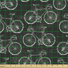 Dijital Parça Kumaş Koyu Renk Lekeli Fonda Bisikletler Çizimi