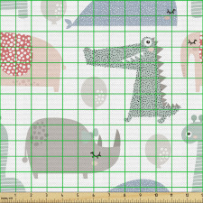 Doğa Temalı Parça Kumaş Pastel Tonda Sevimli Hayvanlar Deseni