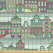 Avrupa Parça Kumaş Amsterdam Binaları Deseni Örüntüsü Görseli