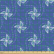 Sanatsal Parça Kumaş Mavi Fon Üzerindeki Rüzgargülü Desenli
