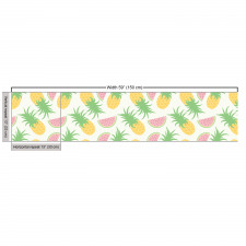 Meyve Parça Kumaş Desenli Arka Planda Ananas ve Karpuz Grafiği