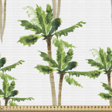Bitki Parça Kumaş Düz Arka Planda İkili Üçlü Palmiye Temalı