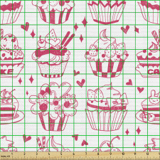 Yiyecek Parça Kumaş Retro Tarzda Tatlılardan Tekrarlı Model