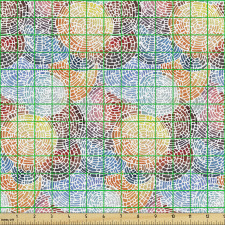Geometrik Parça Kumaş Soluk Görünümlü Soyut Dairesel Tekrarlı