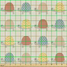 Çok Renkli   Parça Kumaş Puantiyeli ve Zikzak Çizgili Kaplumbağalar