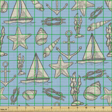 Nautical Parça Kumaş Denizciliğe Dair Eşyaların Uyumlu Modeli
